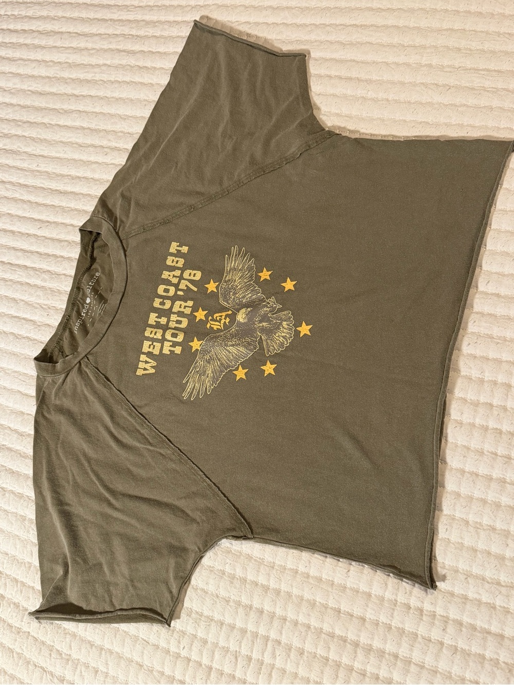 Inspired Culture "West Coast Tour '76" Cropped Graphic Tee - Large